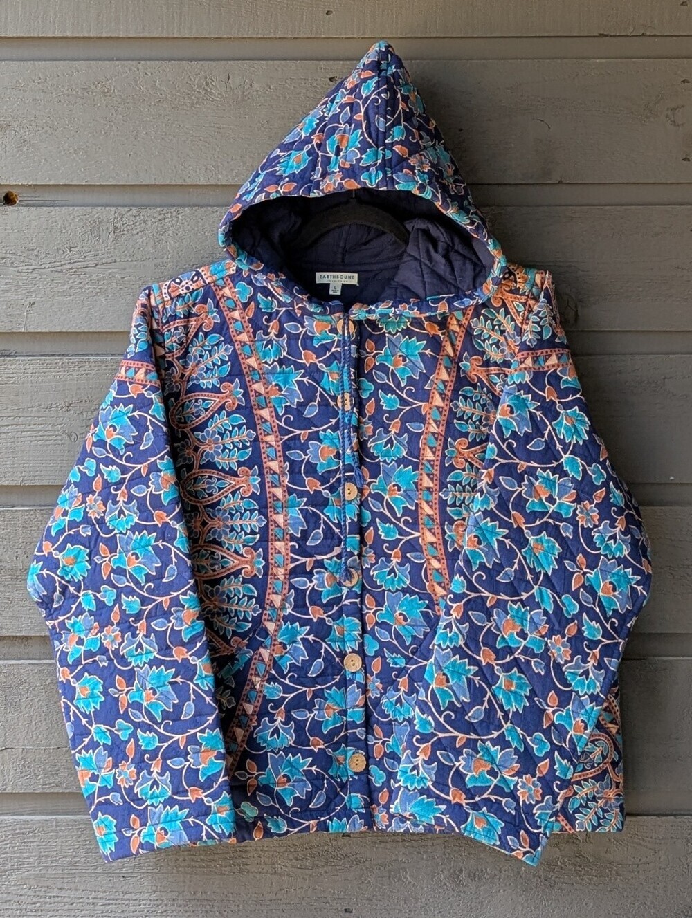 NWOT Earthbound Floral Vine Mandala Quilted Hooded Jacket Large